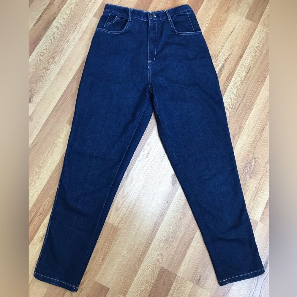 Vintage GITANO 80s High Rise Mom Jeans Tapered Leg Dark‎ Wash Size 14 Tall Long